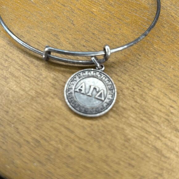ALEX AND ANI Alpha Delta Pi Charm Bangle Silver Tone Bracelet - Picture 4 of 5